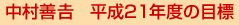 中村 善吉 平成21年度の目標